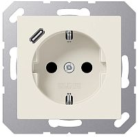 Розетка с заземлением +1хUSB тип C без рамки Jung EcoProfi 1-м. слоновая кость картинка